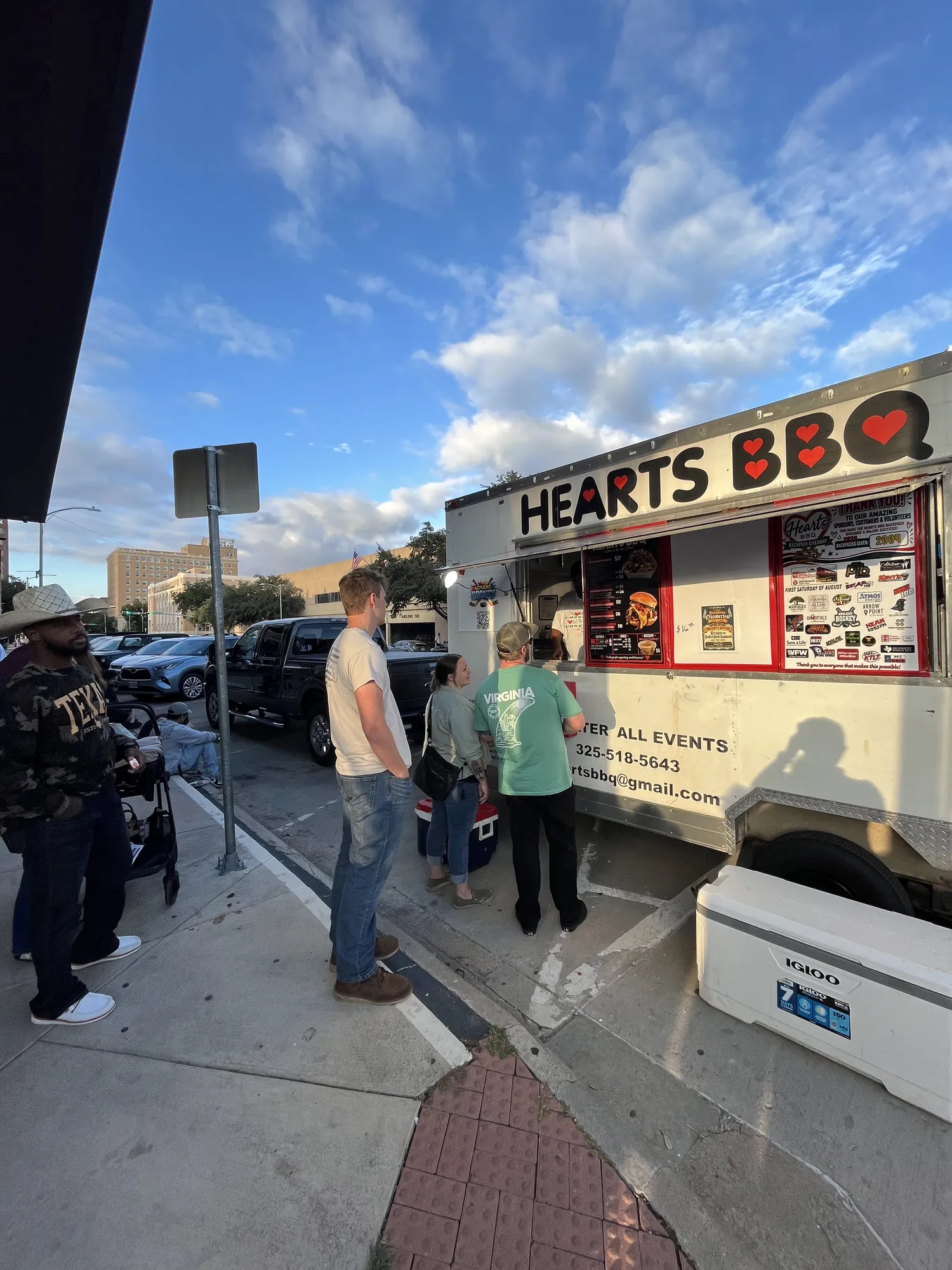 Hearts BBQ food trailer on the corner