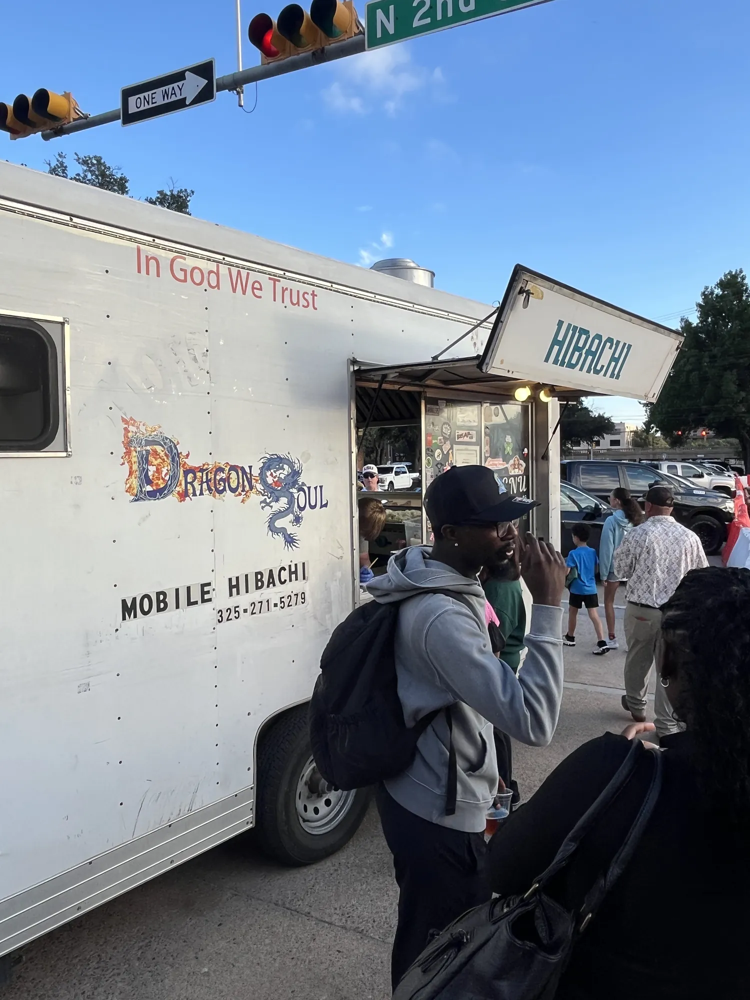 Dragon Soul Mobile Hibachi trailer with guests out front