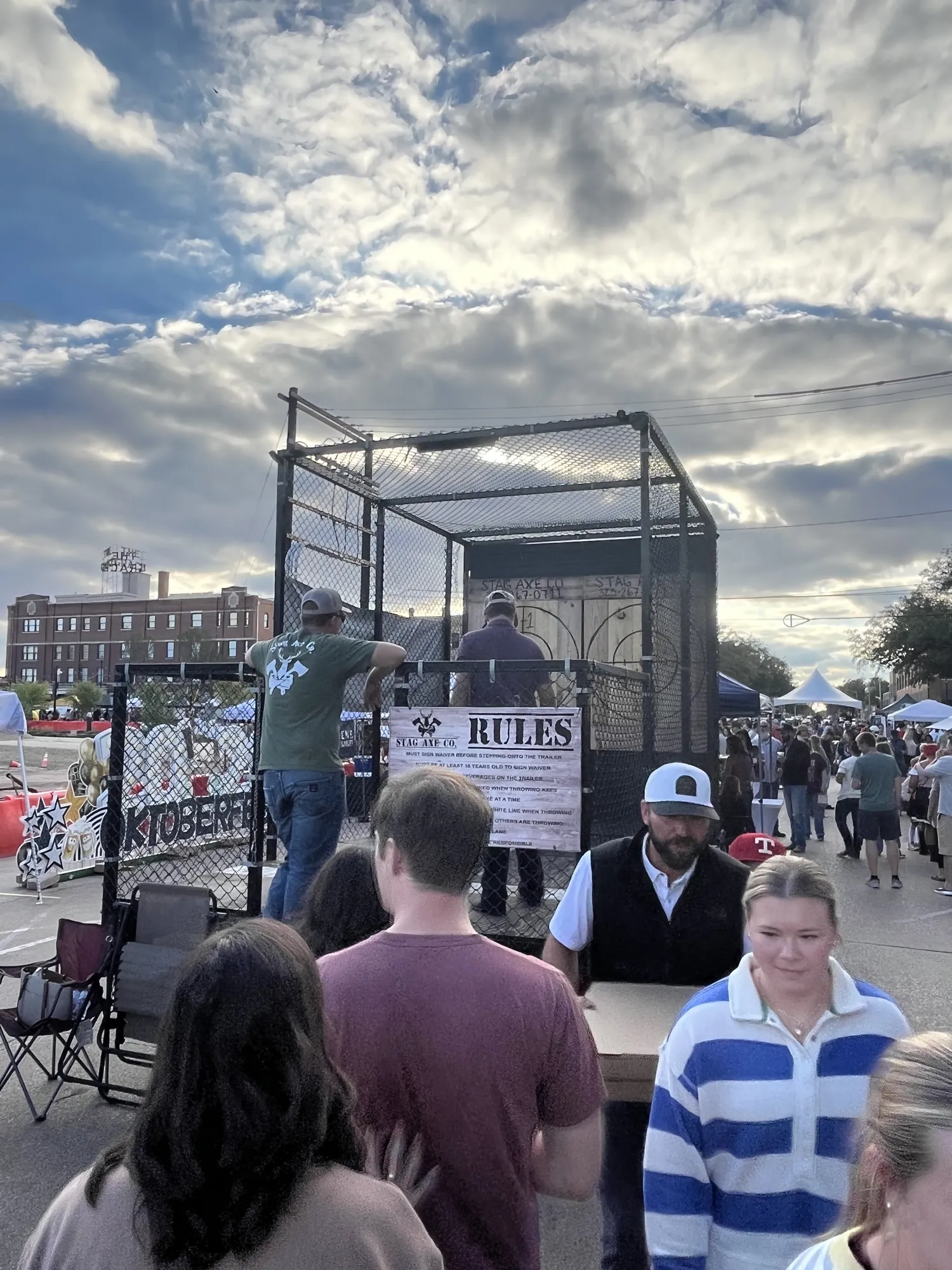 Festival-goers lining up downtown under a big Texas sky